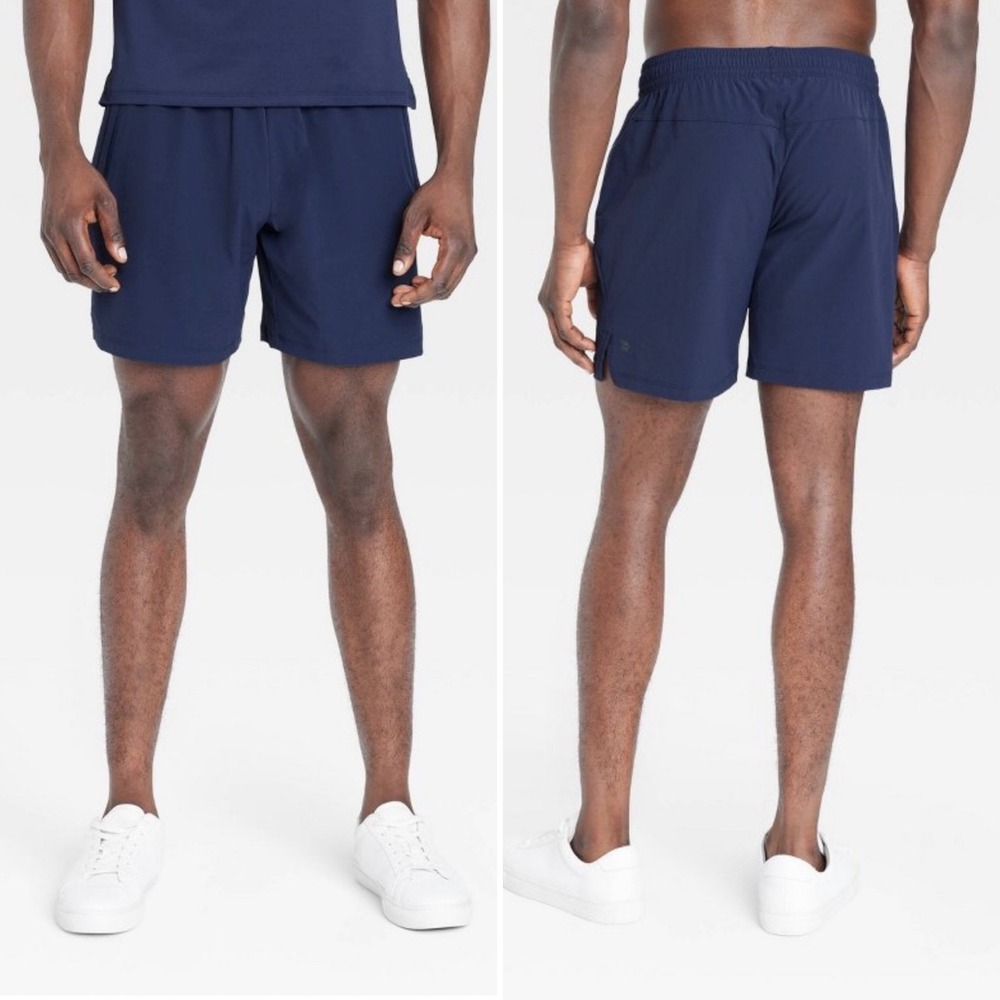 All in Motion 2-in-1 Active Light Navy Blue Running Shorts M Zip Pocket